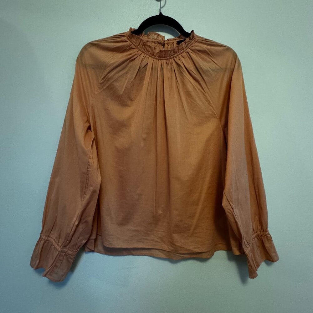 J Crew Tie-Waist Top in Organic Cotton Voile – Size L –MF0239